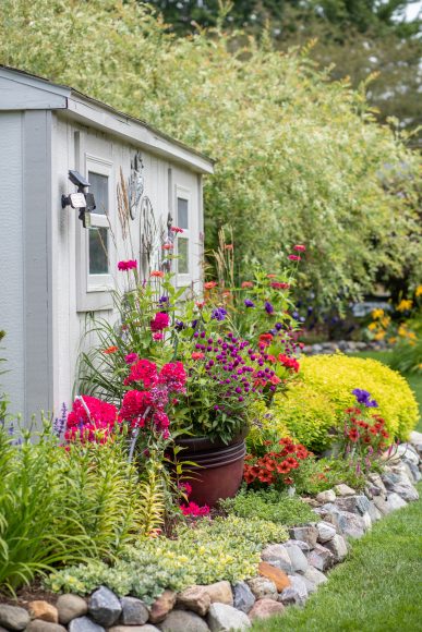 Hemenway’s husband, Clay, built this shed and all of the other wooden structures in the garden.