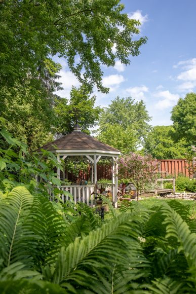 Vaughan ordered a wood gazebo kit from a Amish company out of Pennsylvania and she and a friend assembled it together in one afternoon. “That was a great deal of fun!” she says.